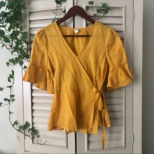 linen + cotton wrap top